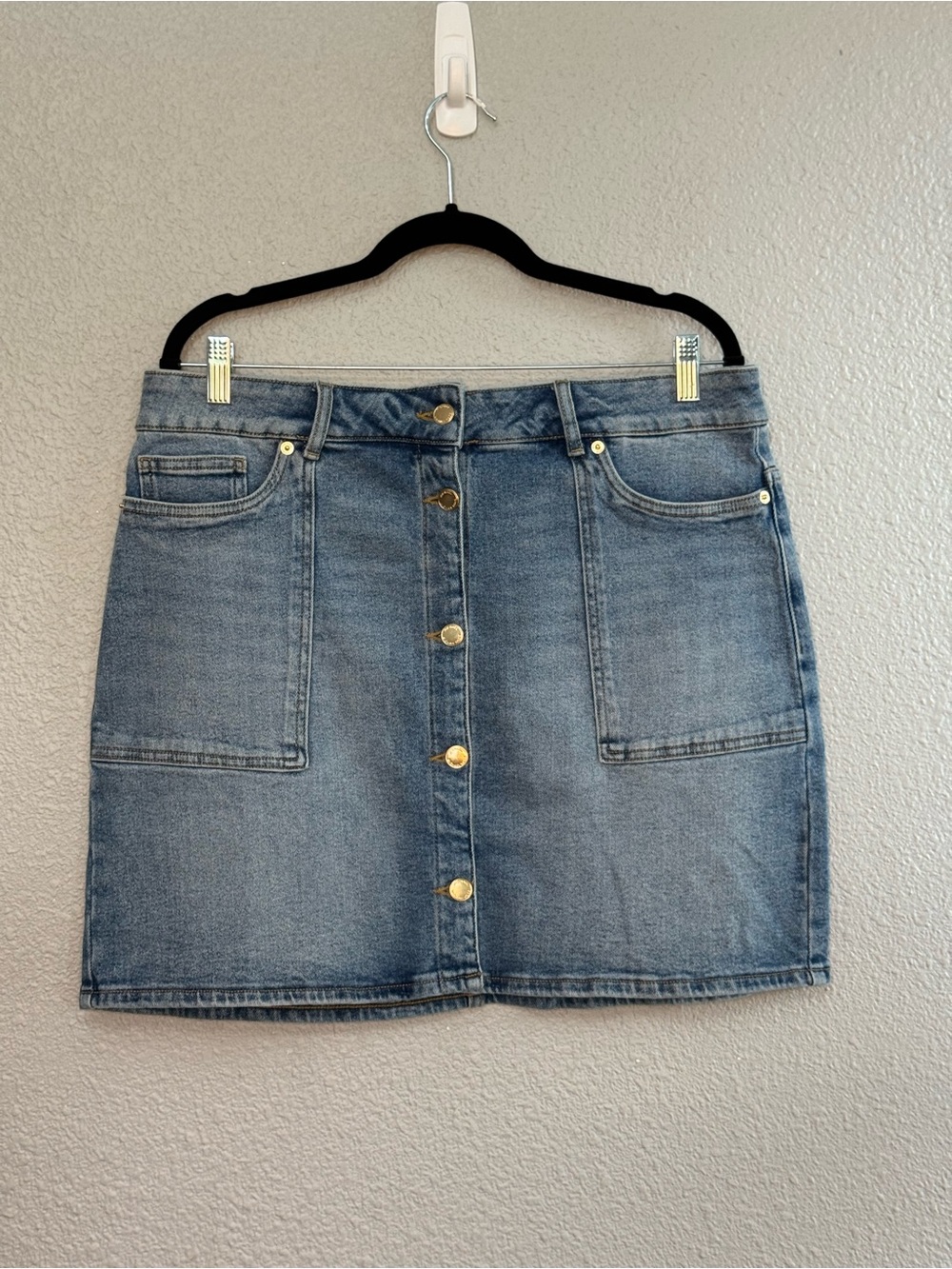 Michael Kors Button Front Denim Mini Skirt Size 12
